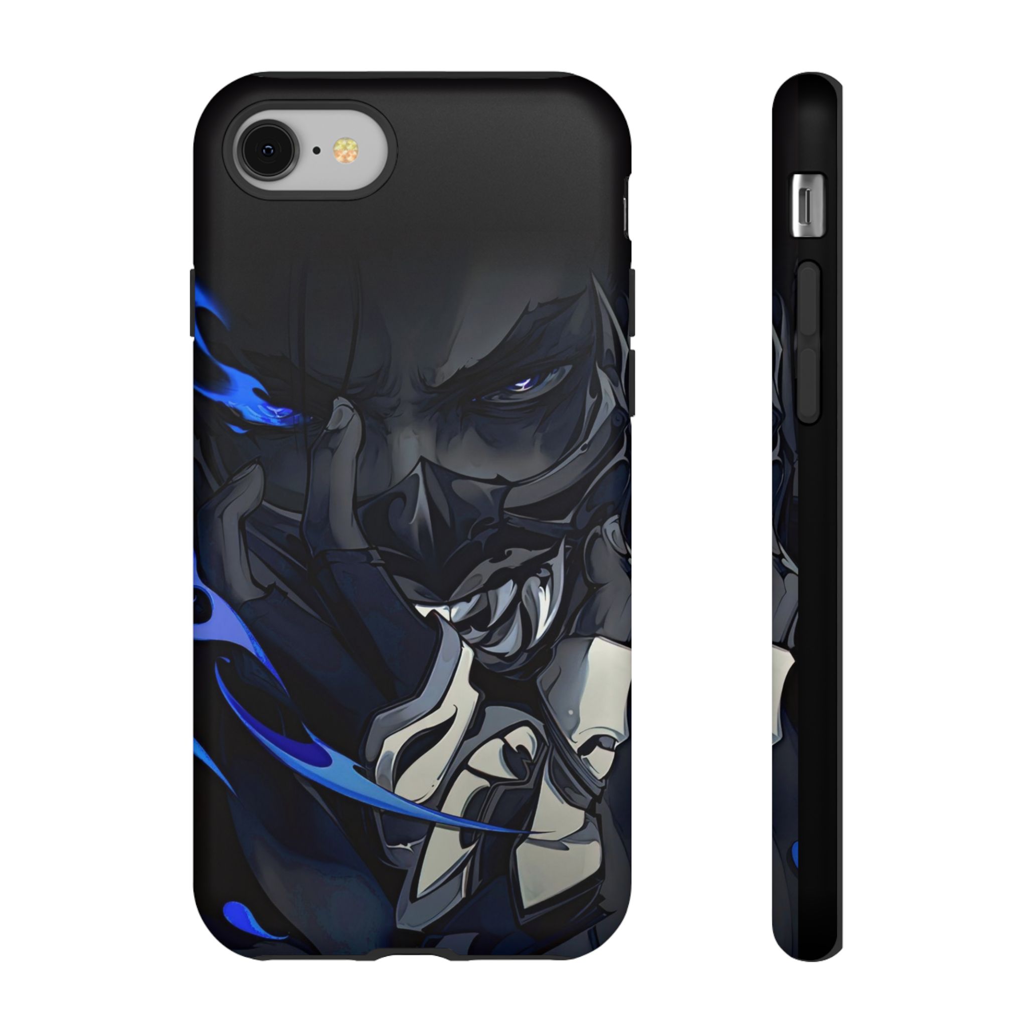 Close-up of the Valorant Yoru phone case highlighting glossy finish