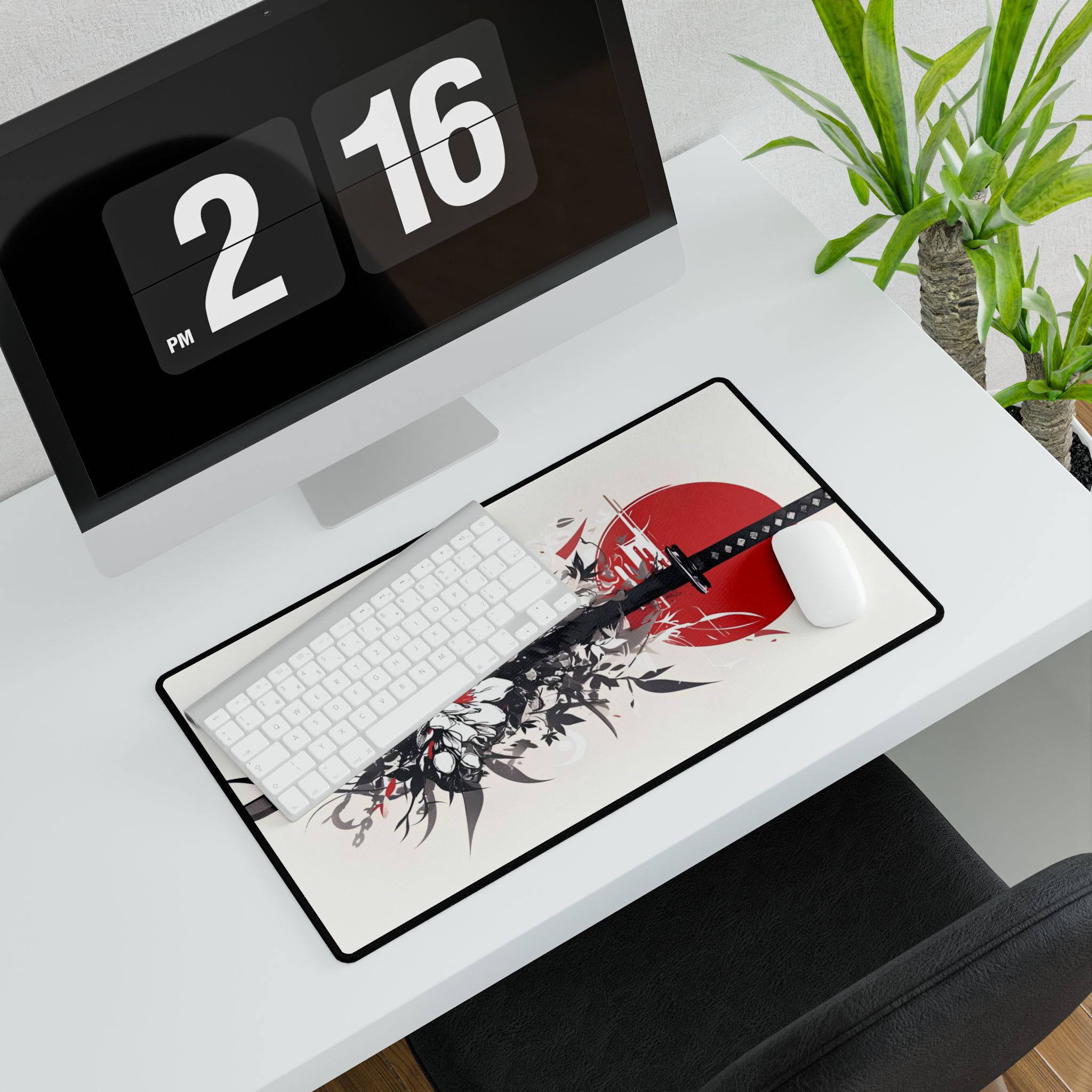 Samurai Katana Flowers Desk Mat | Anime Mouse Pad | Japanese Gaming Mousepad | Perfect Desk Accessory - tough case front view