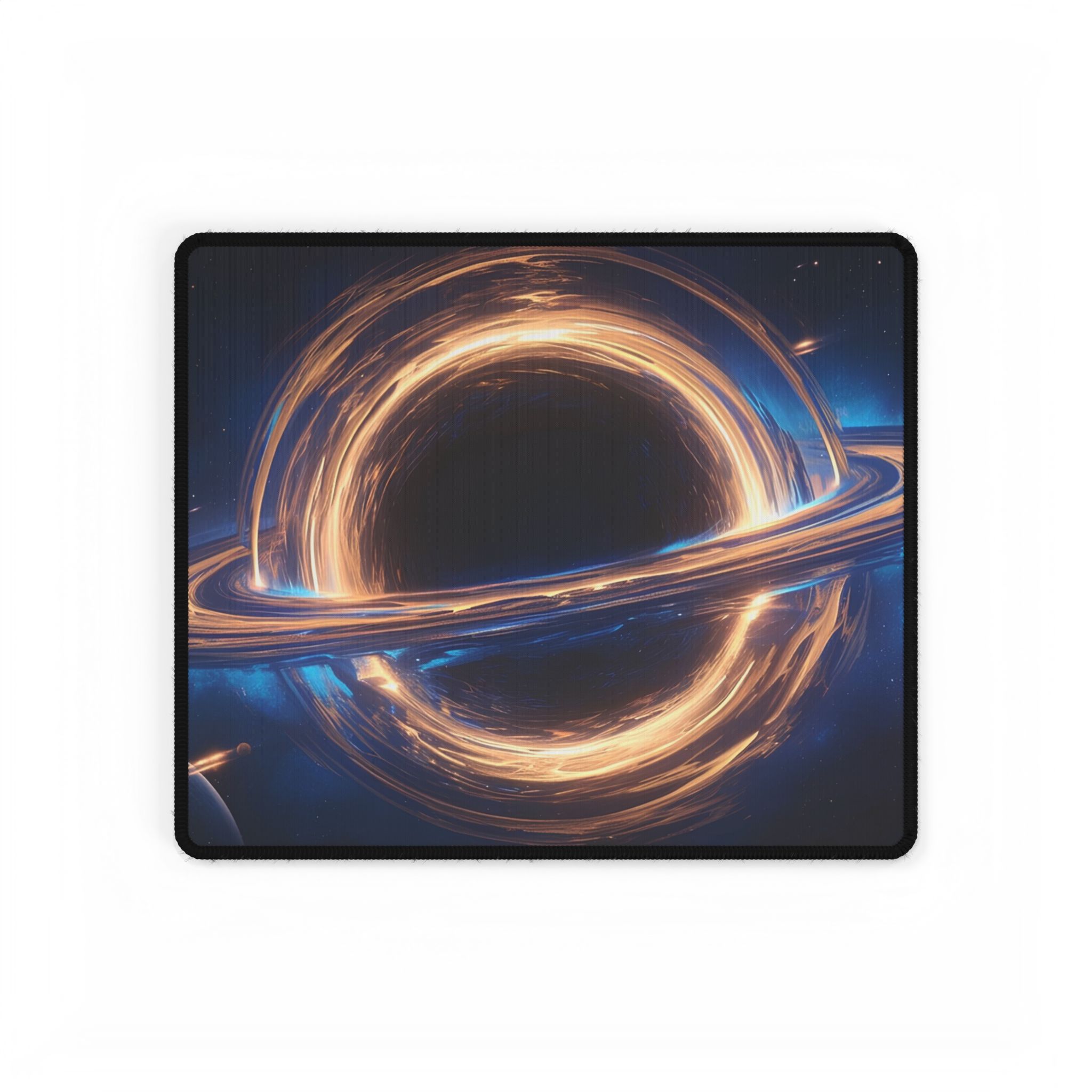 Wide shot of the Galaxy Saturn desk mat in an office setting