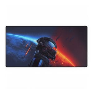 Mass Effect N7 logo gaming mouse pad on desk - Skyvium