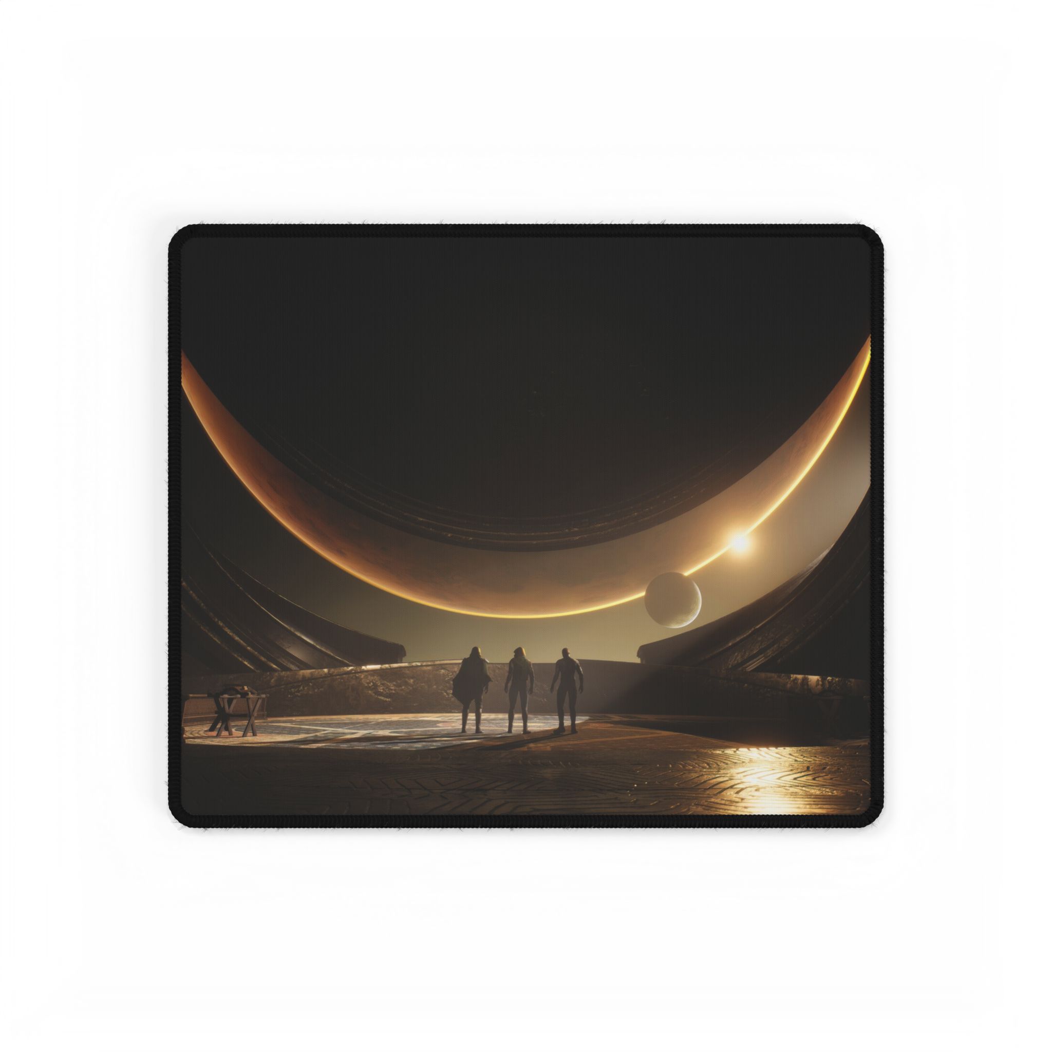 Dune Awakening desk mat with a gaming mouse and keyboard