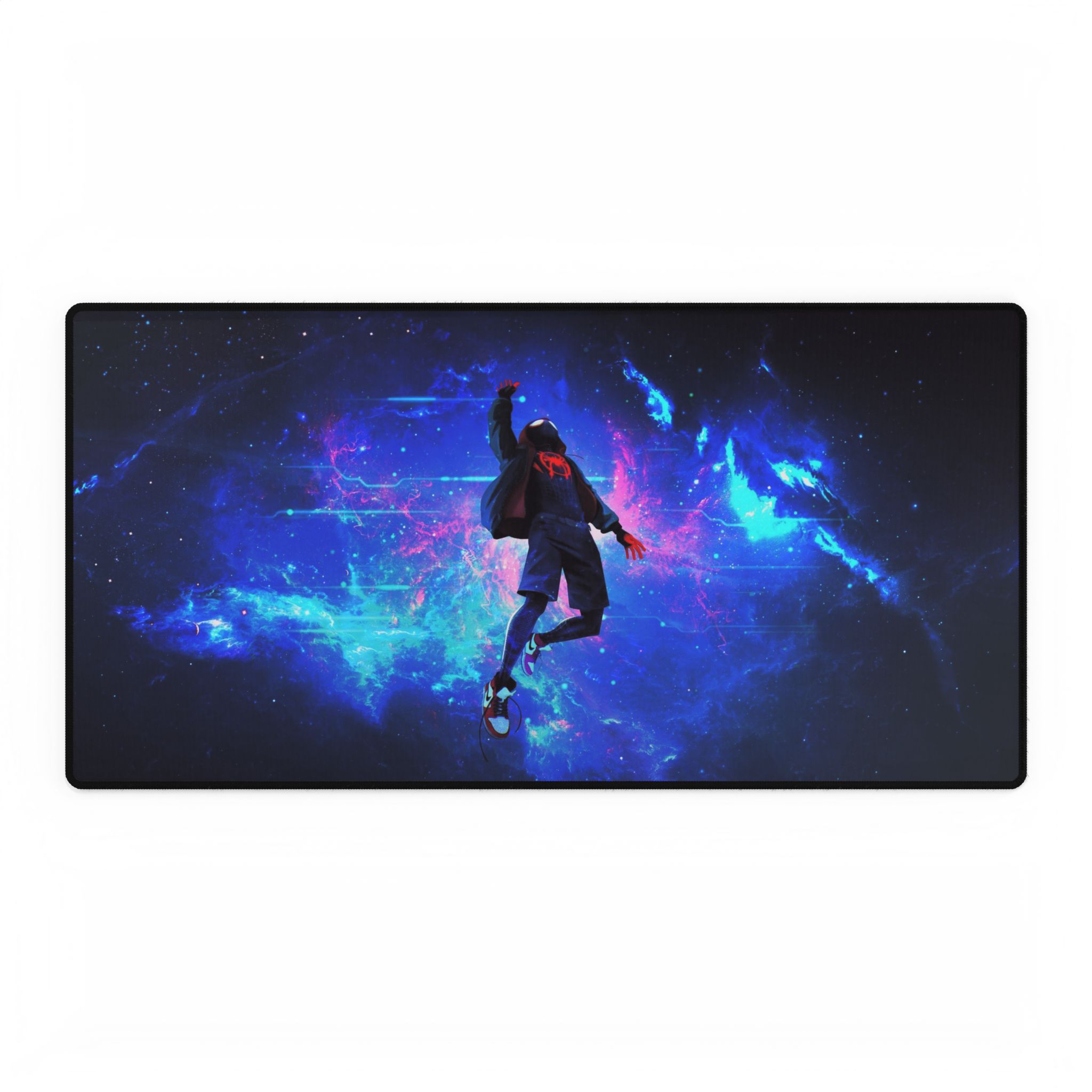 Spiderman Mile Morales desk mat featuring vibrant comic book art