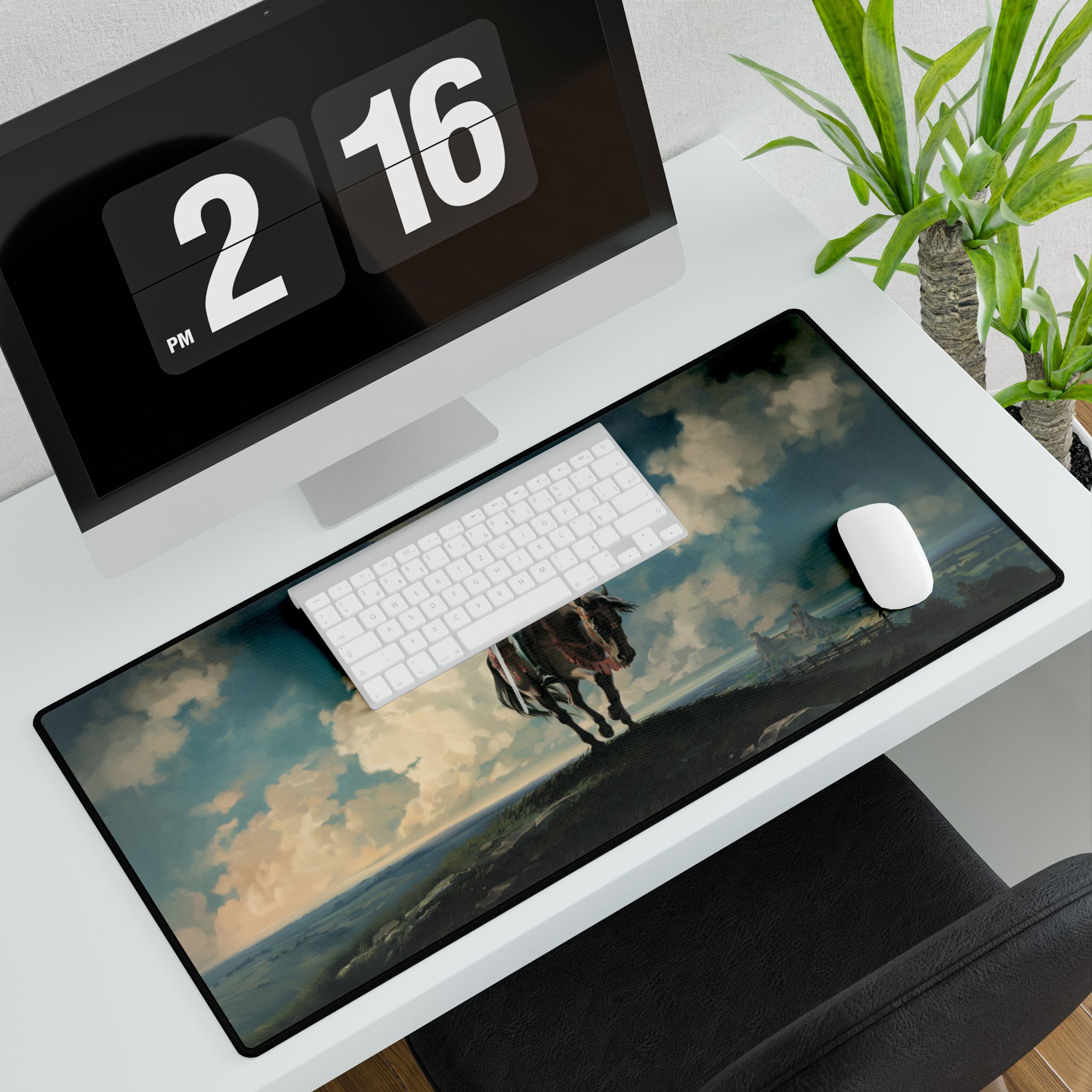 Kingdom Deliverance desk mat in a gaming setup with keyboard and mouse