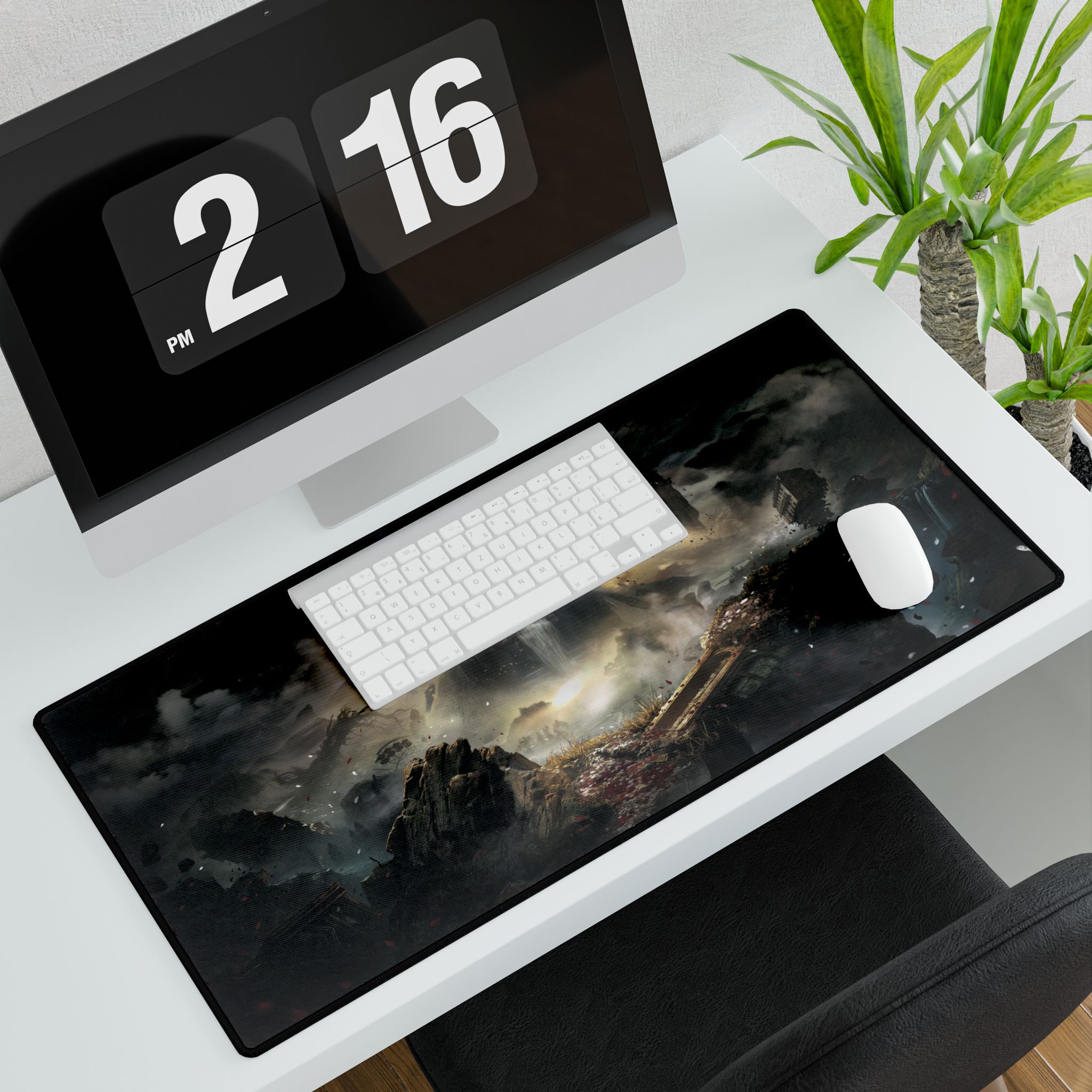 Gaming setup featuring the Clair Obscur Expedition 33 desk mat