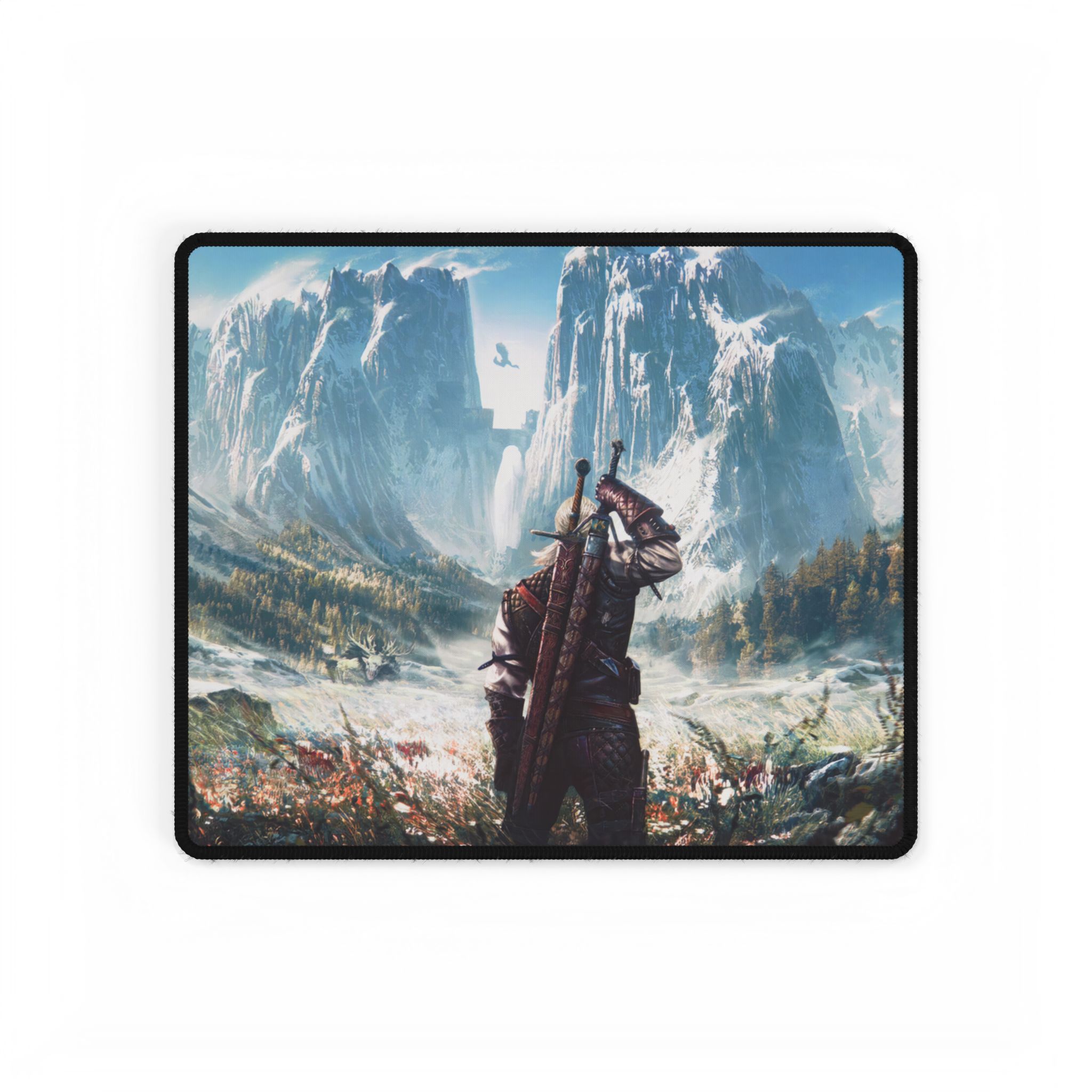 The Witcher inspired desk mat with non-slip rubber base
