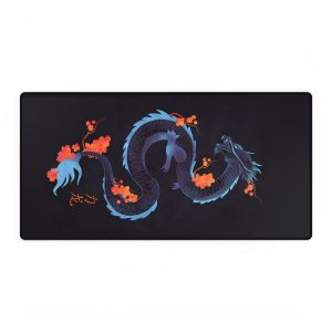 Dragon desk mat featuring a vibrant dragon and flower design