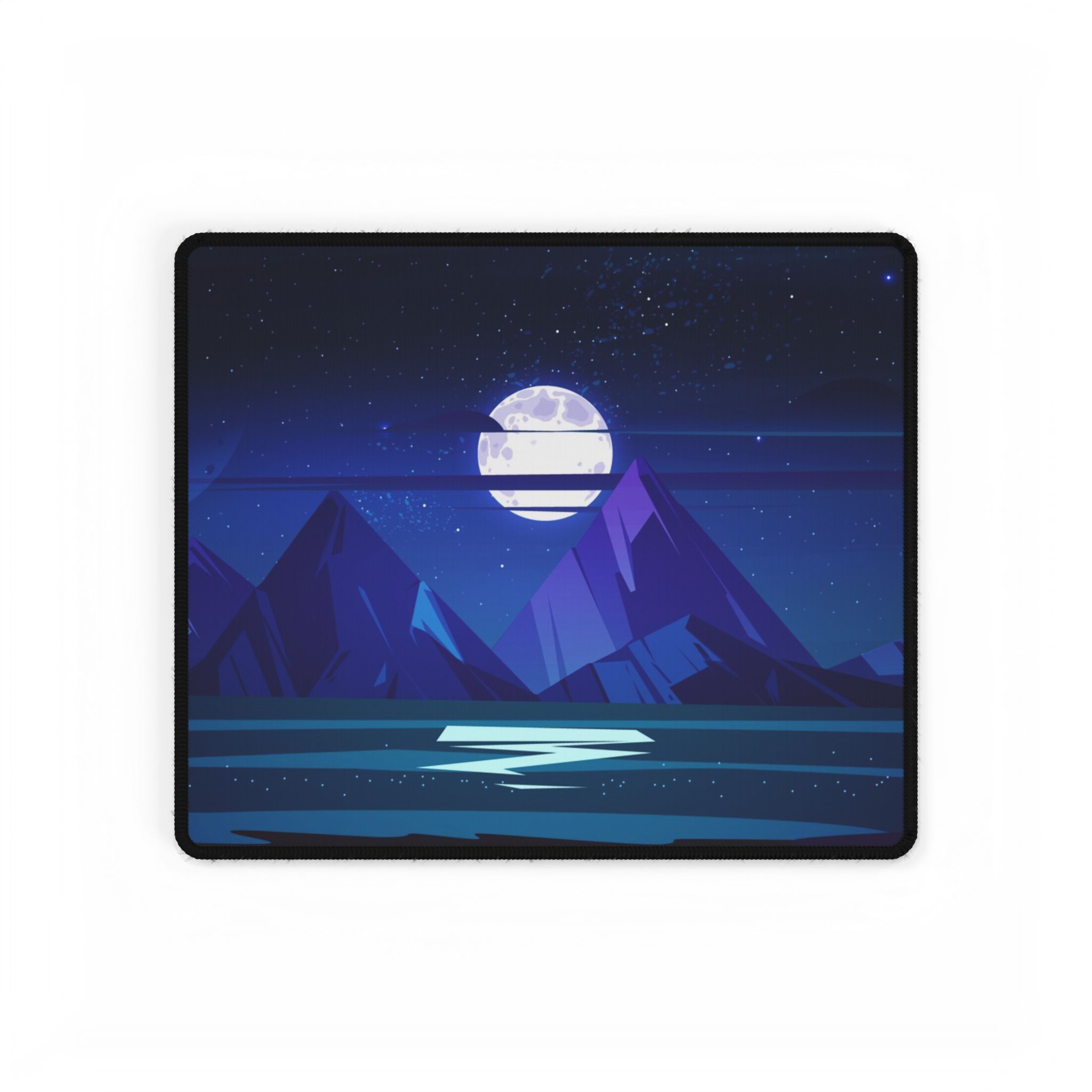 The moon desk mat in a cozy home office environment