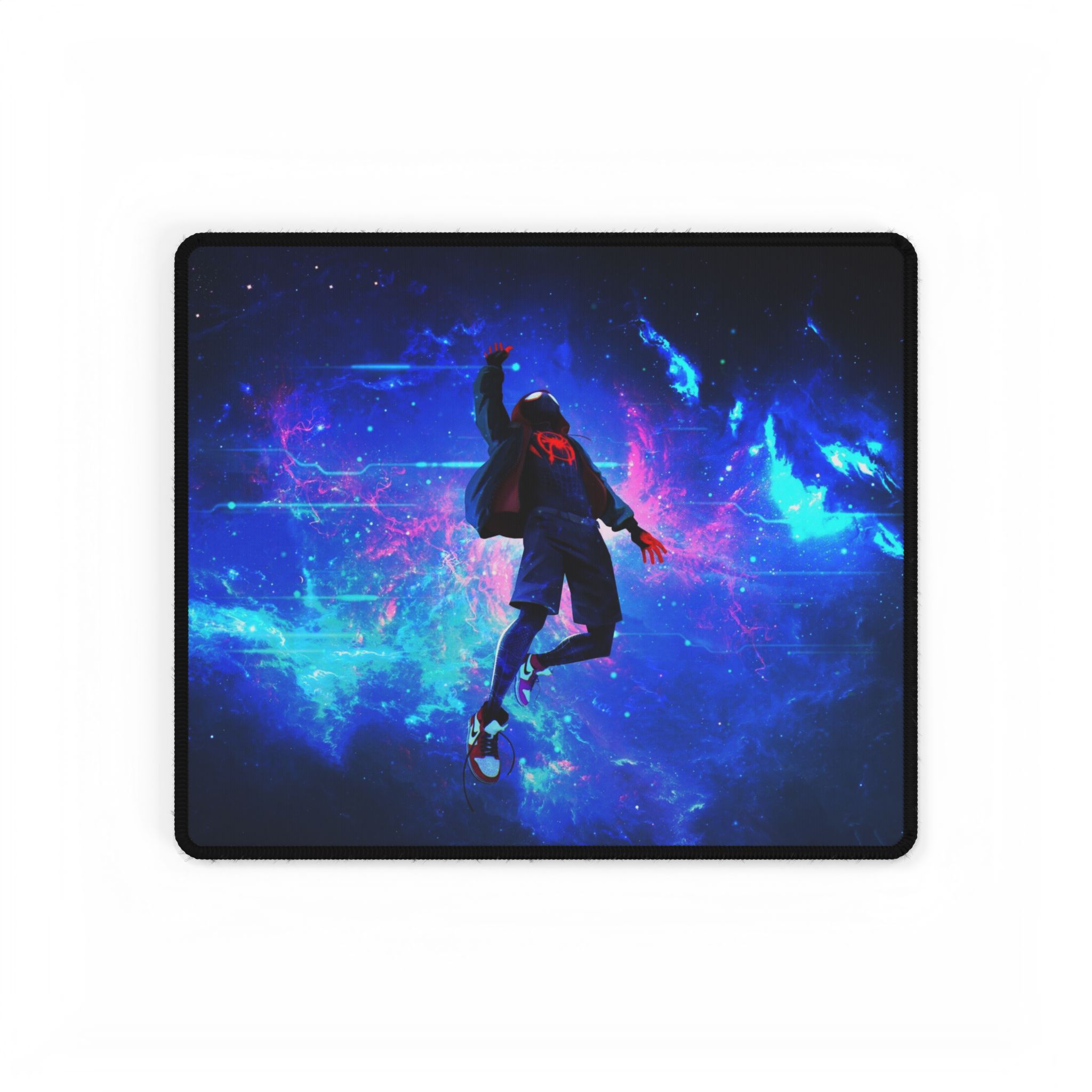 Wide view of the Spiderman desk mat showing the non-slip base