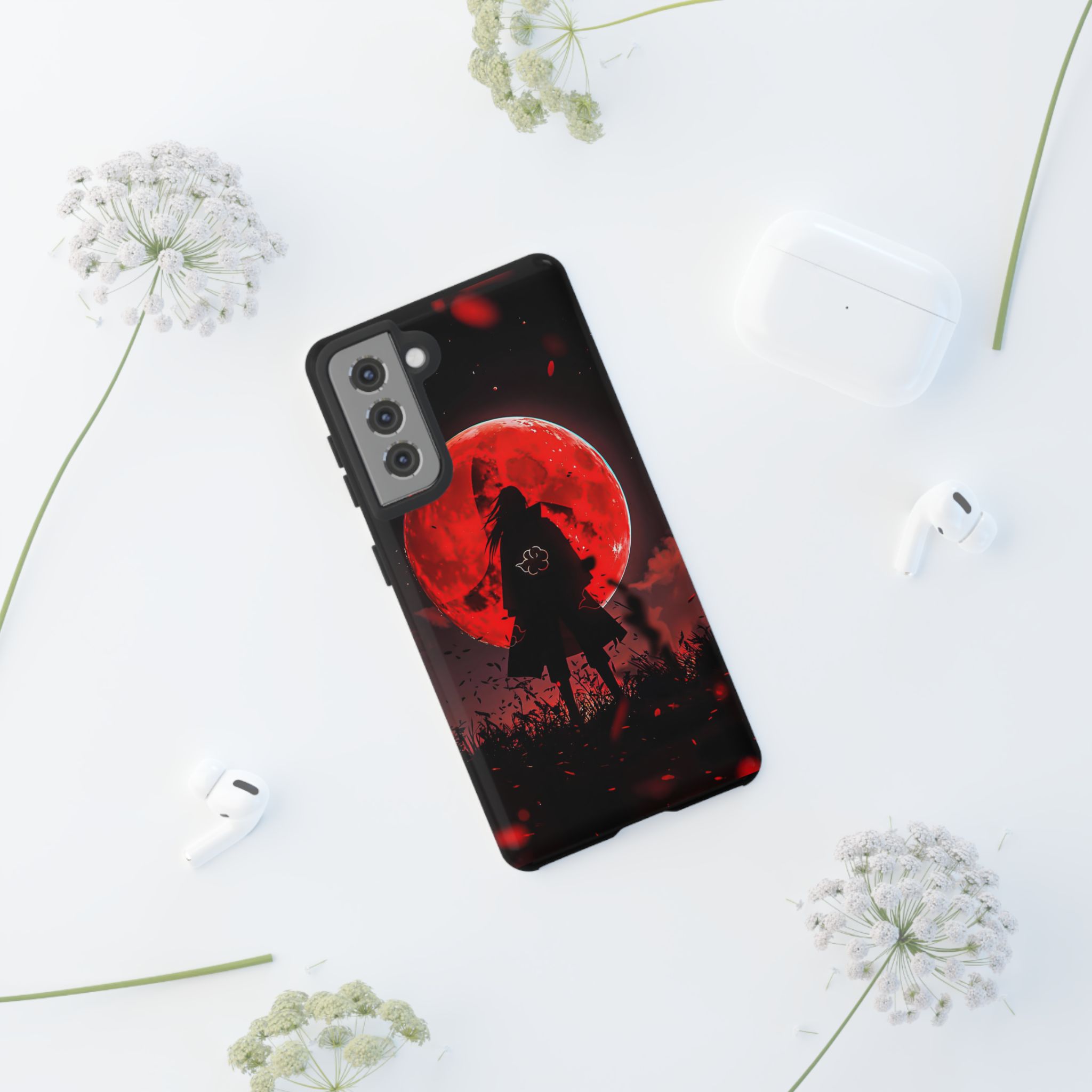 Itachi Red Moon Anime Inspired Tough Phone Cases - modern phone case style